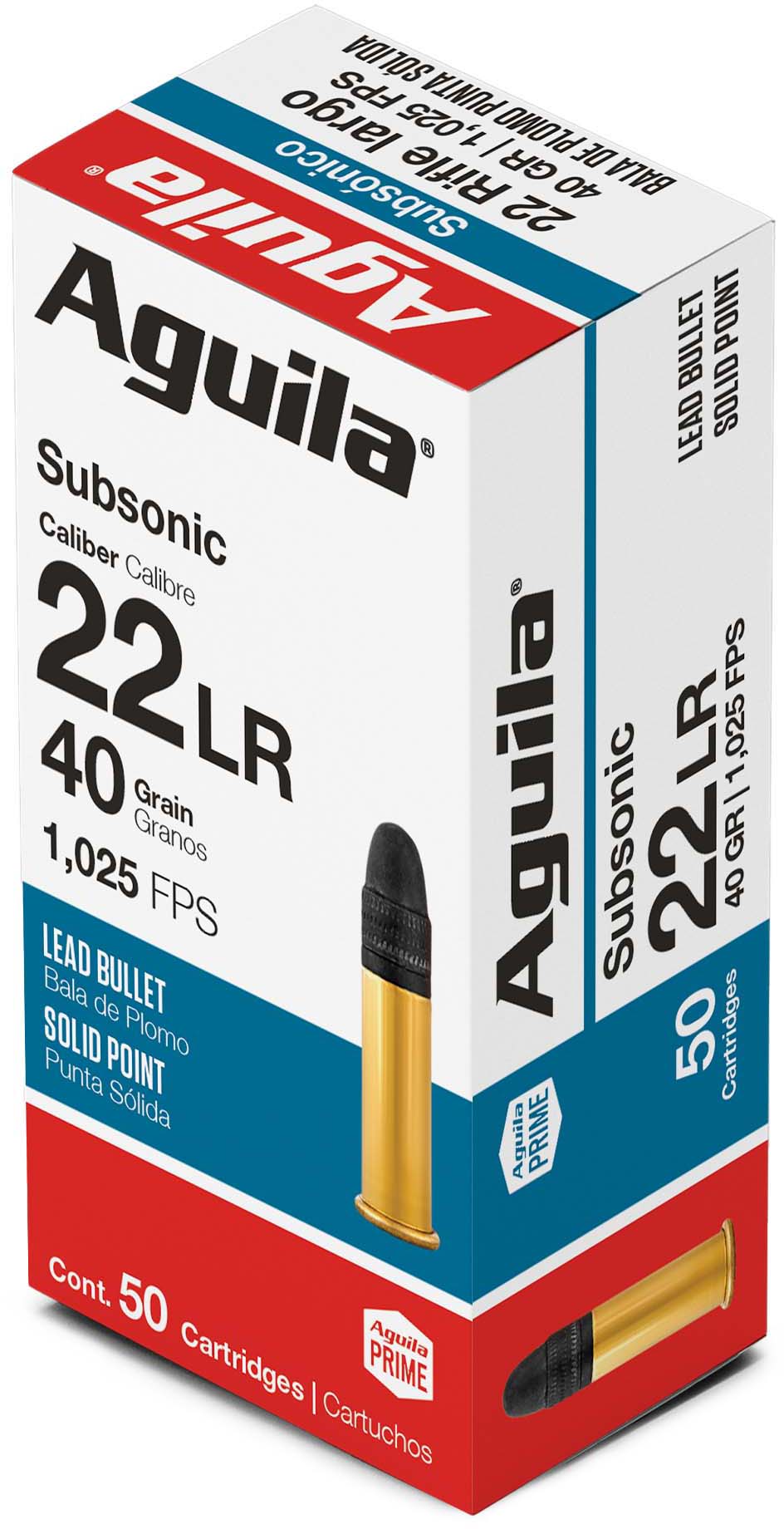 Aguila Ammunition Standard Subsonic .22 Long Rifle 40 Grain Solid Point Brass Cased Ammunition