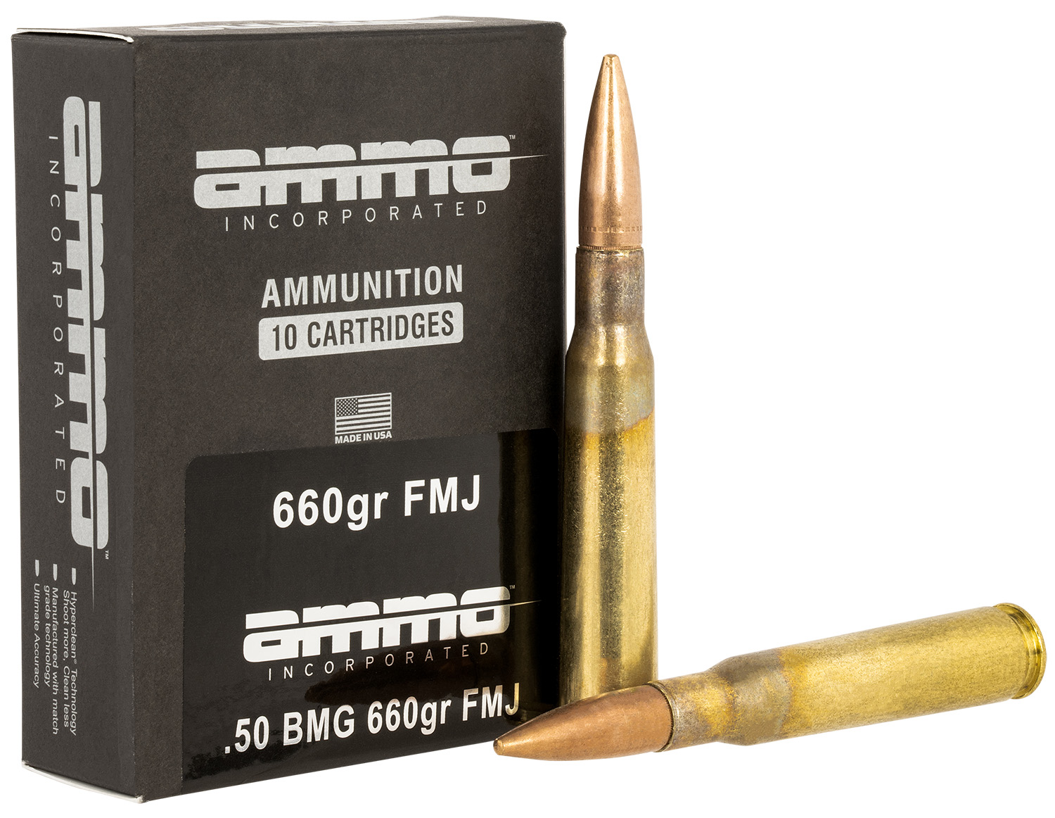 Ammo Inc 50BMG660FMJA10 Incorporated Hunting 50 BMG 660 Gr Full