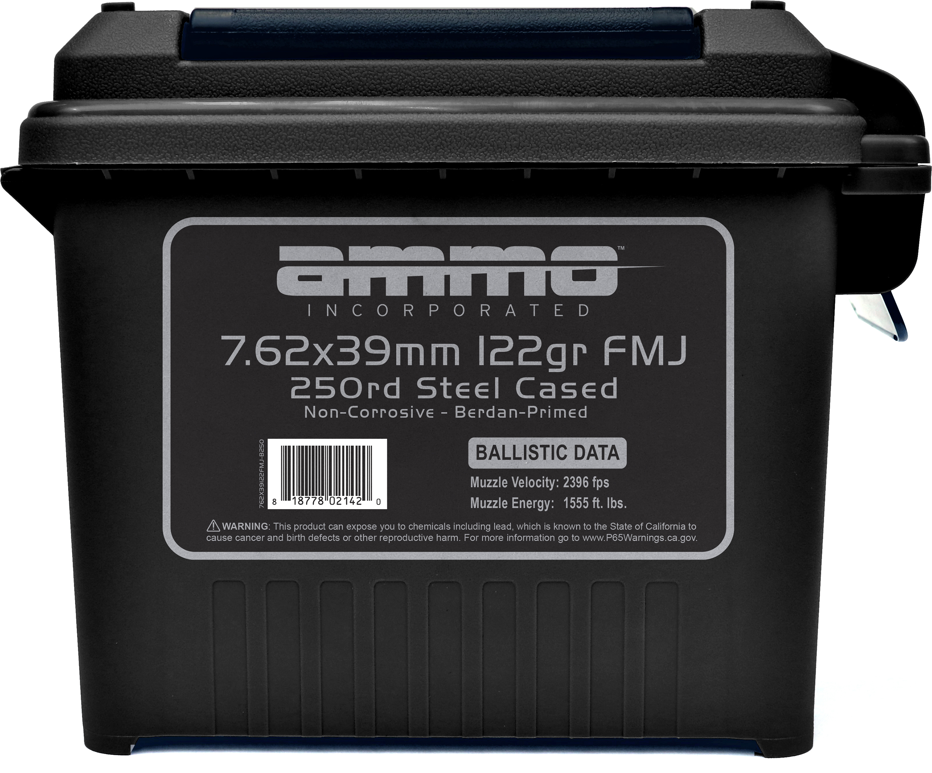 Ammo, Inc. 7.62x39mm 122 Grain FMJ Steel Cased Centerfire Rifle Ammunition