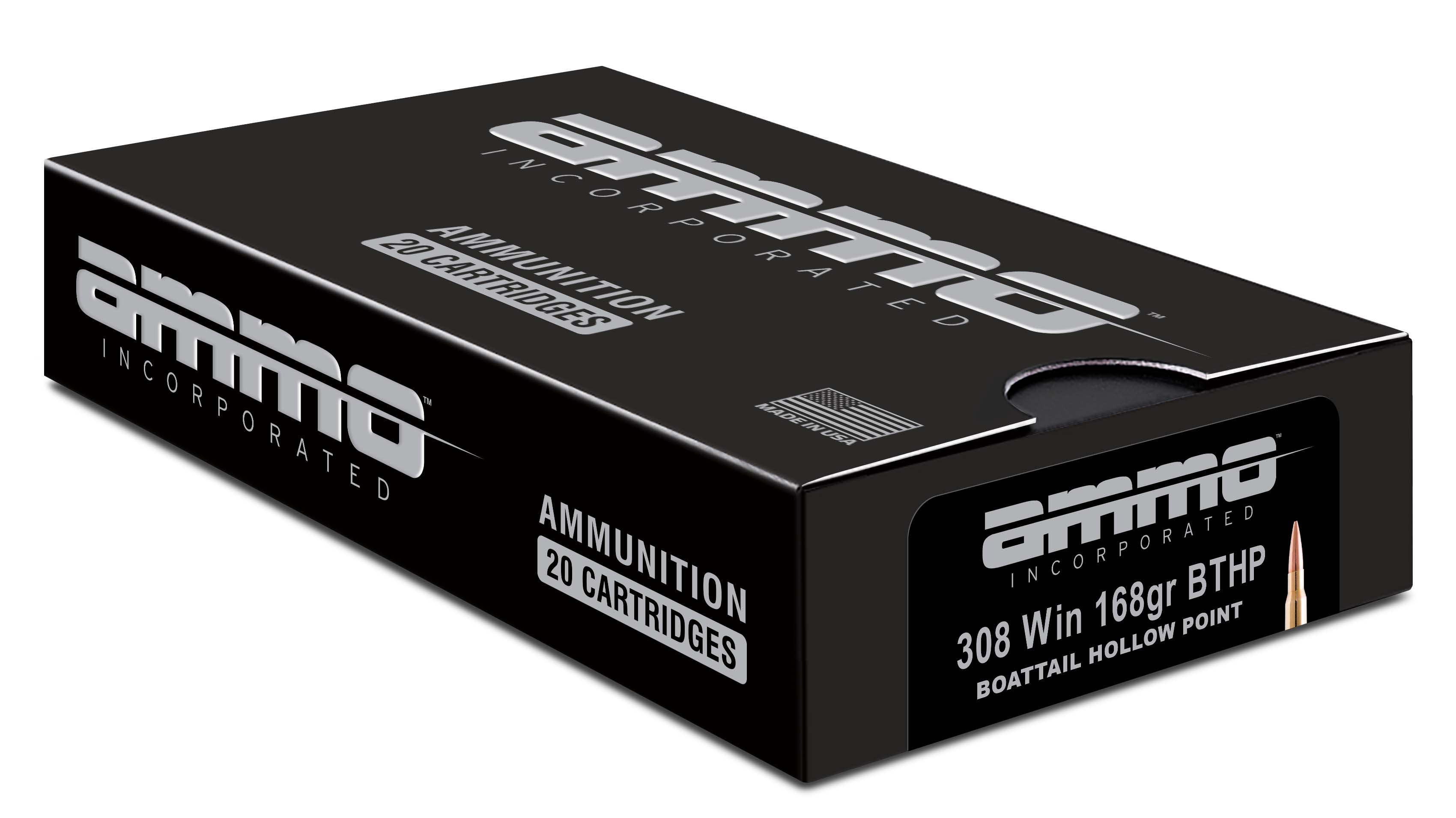 Ammo, Inc. Signature .308 Winchester 168 grain Boat Tail Hollow Point Brass Cased Centerfire Rifle Ammunition