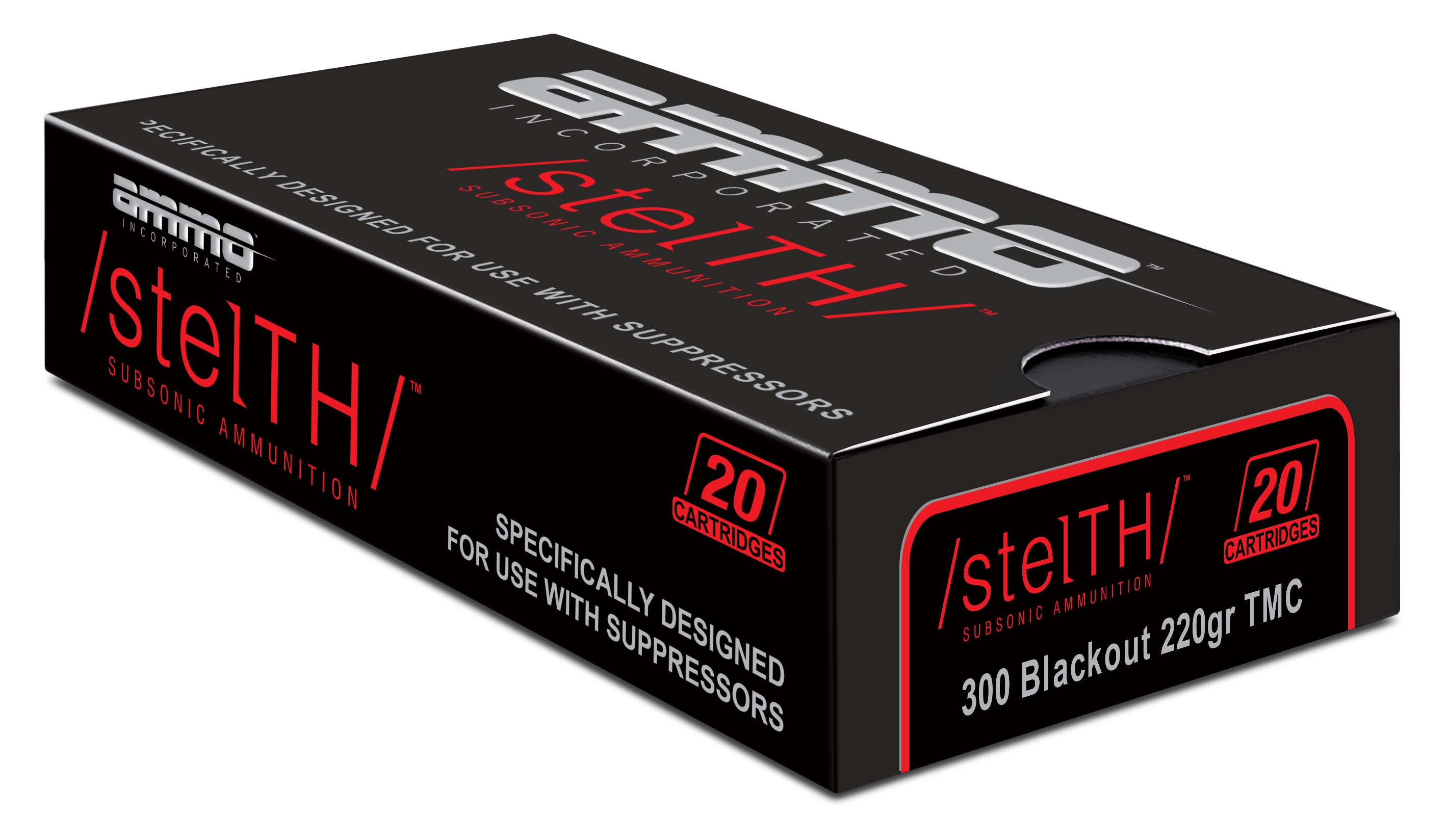 Ammo, Inc. StelTH .300 AAC Blackout 220 Grain Total Metal Jacket Brass Cased Centerfire Rifle Ammunition