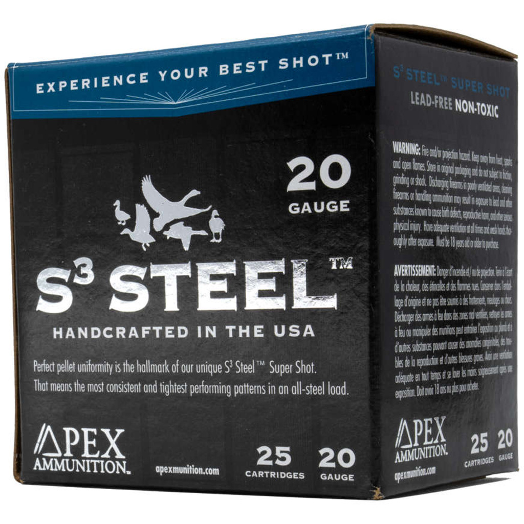 Apex Ammunition Waterfowl S3 Steel 20 Gauge 1 oz 3'' 4 Shot Shotgun Ammunition