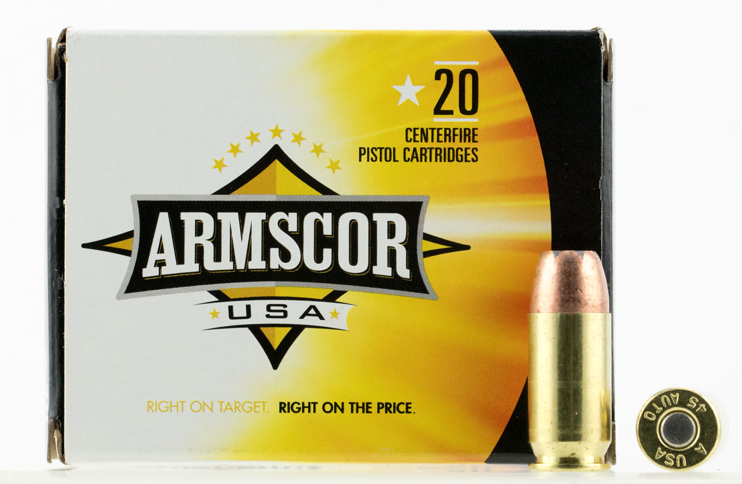 Armscor Precision Inc USA .45 ACP 230 Grain Jacketed Hollow Point Brass Cased Pistol Ammunition