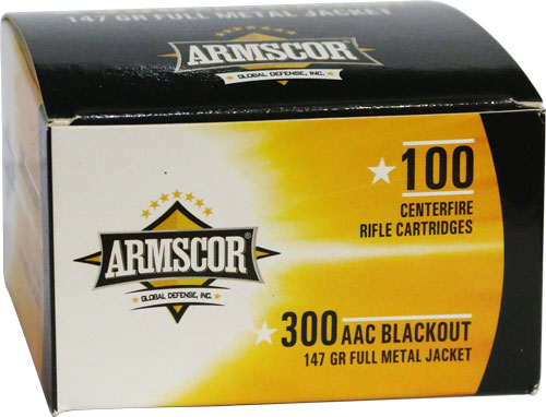 Armscor Precision Inc .300 AAC Blackout 147 Grain Full Metal Jacket Brass Cased Rifle Ammunition