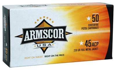 Armscor Precision Inc USA .45 ACP 230 Grain Full Metal Jacket Brass Cased Pistol Ammunition