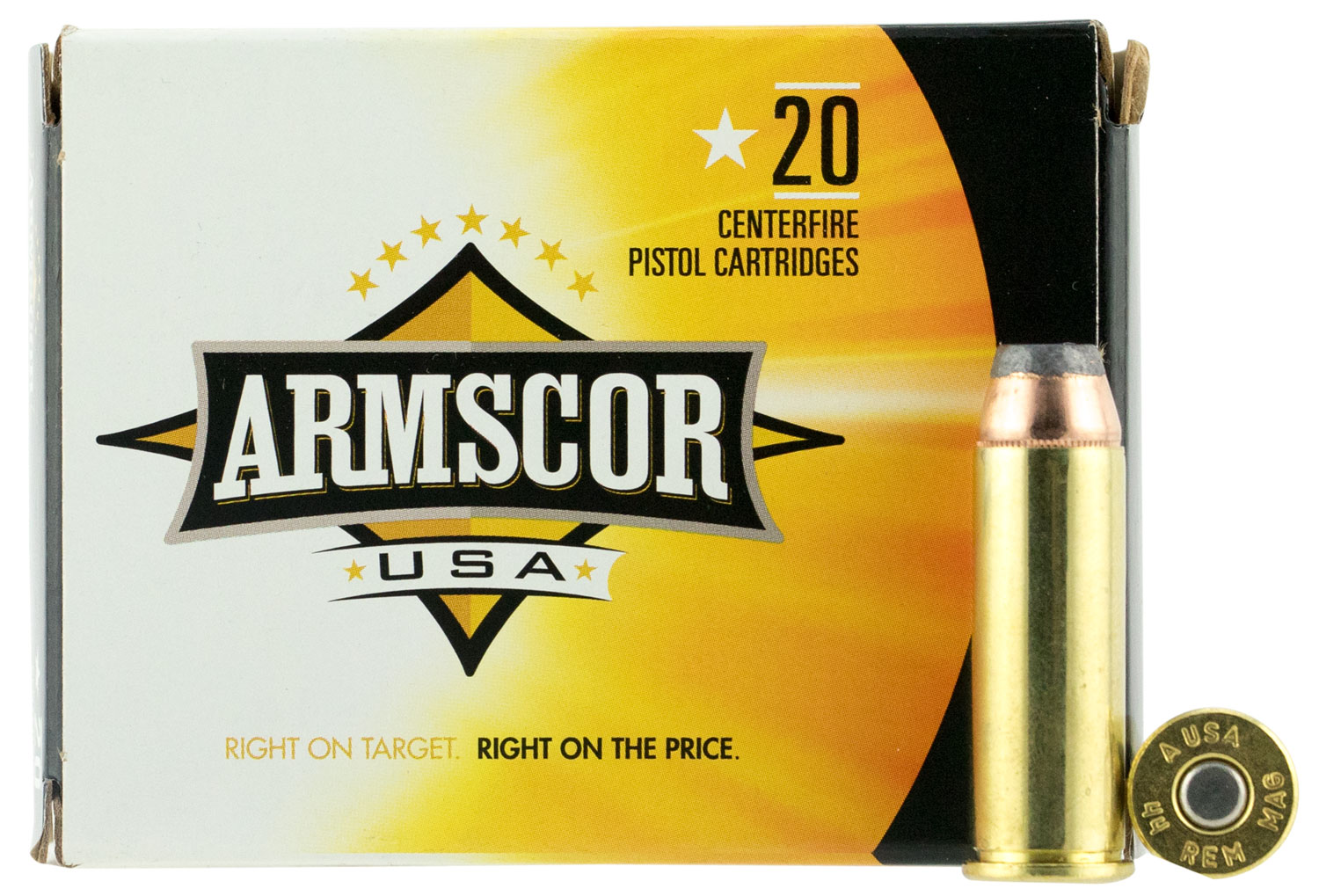 Armscor Precision Inc USA .44 Remington Magnum 240 Grain Jacketed Hollow Point Brass Cased Pistol Ammunition