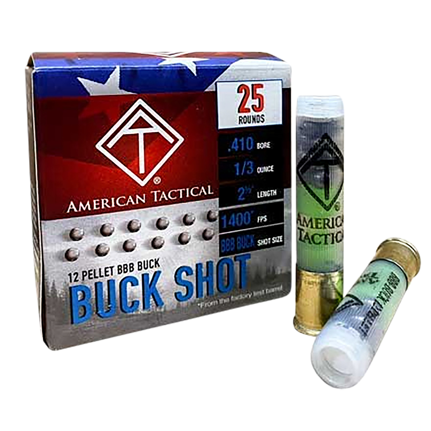 American Tactical Imports Shotshell 410 Gauge 12 Pellet Buckshot Shotgun Ammunition