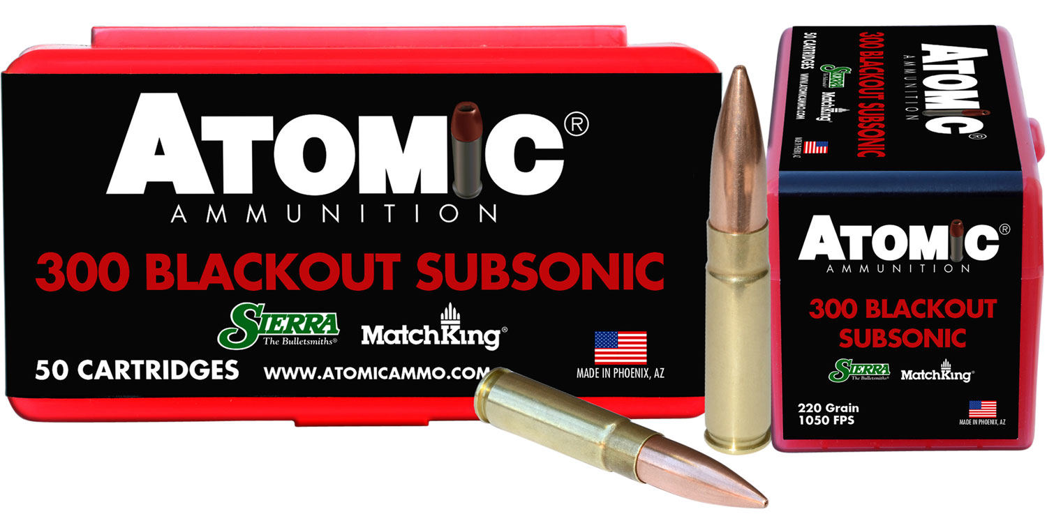 Atomic 00465 Rifle Subsonic 300 Blackout 220 Gr Hollow Point Boat Tail 50 Bx/ 10