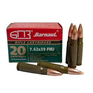 BarnauL 7.62x39mm 123 Grain Full Metal Jacket Steel Cased Centerfire Rifle Ammunition