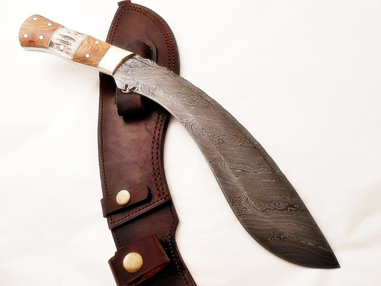 Battling Blades Gurkha Kukri Handmade High Carbon Damascus Steel Machete