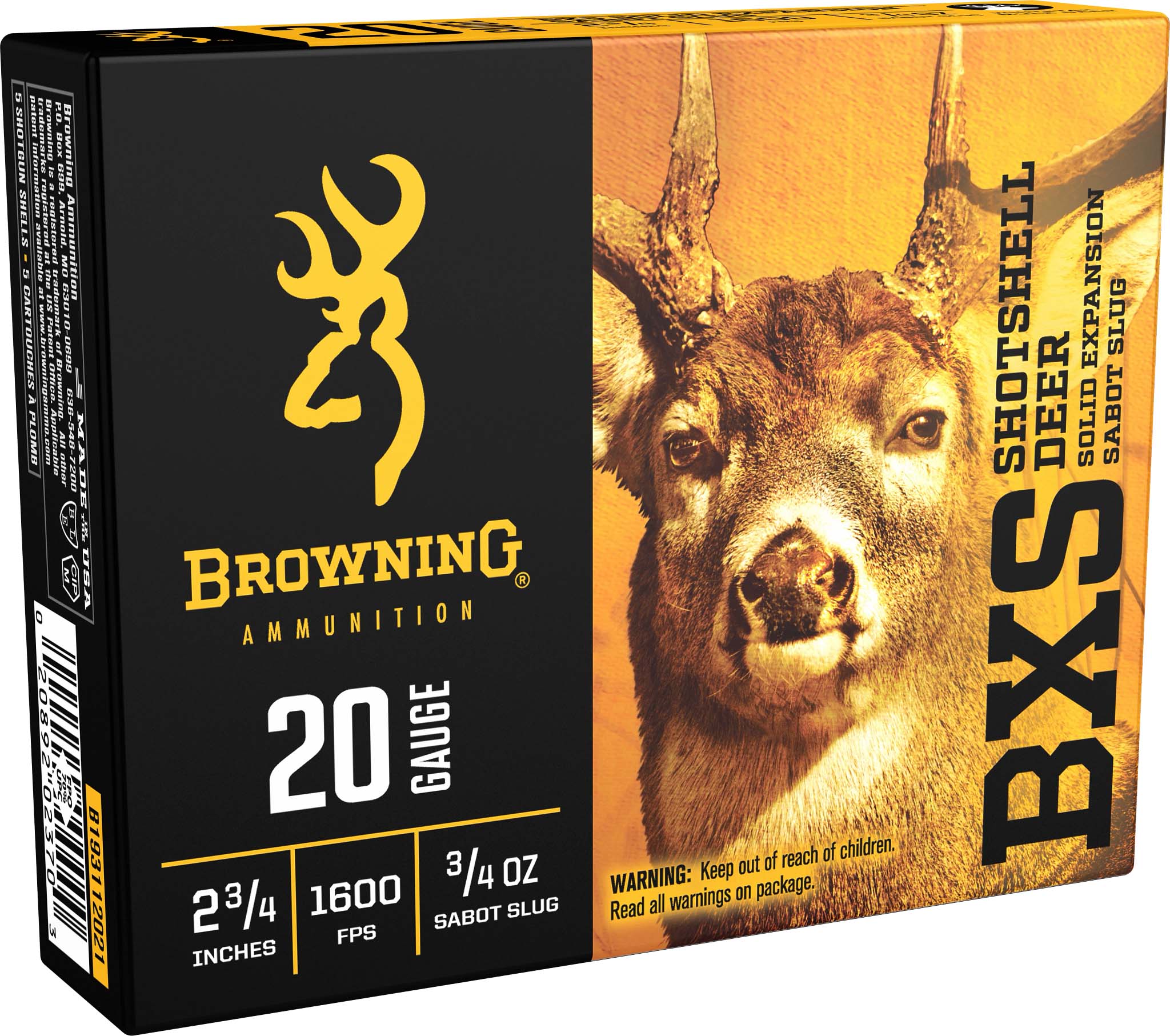 Browning BXS 20 Gauge 3/4 oz 2.75" Shotgun Slug Ammunition