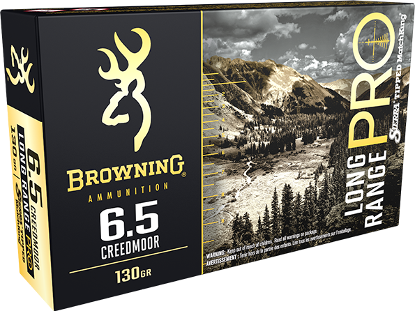 Browning Long Range Pro 6.5mm Creedmoor 130 grain Sierra Tipped GameKing Brass Cased Centerfire Rifle Ammunition