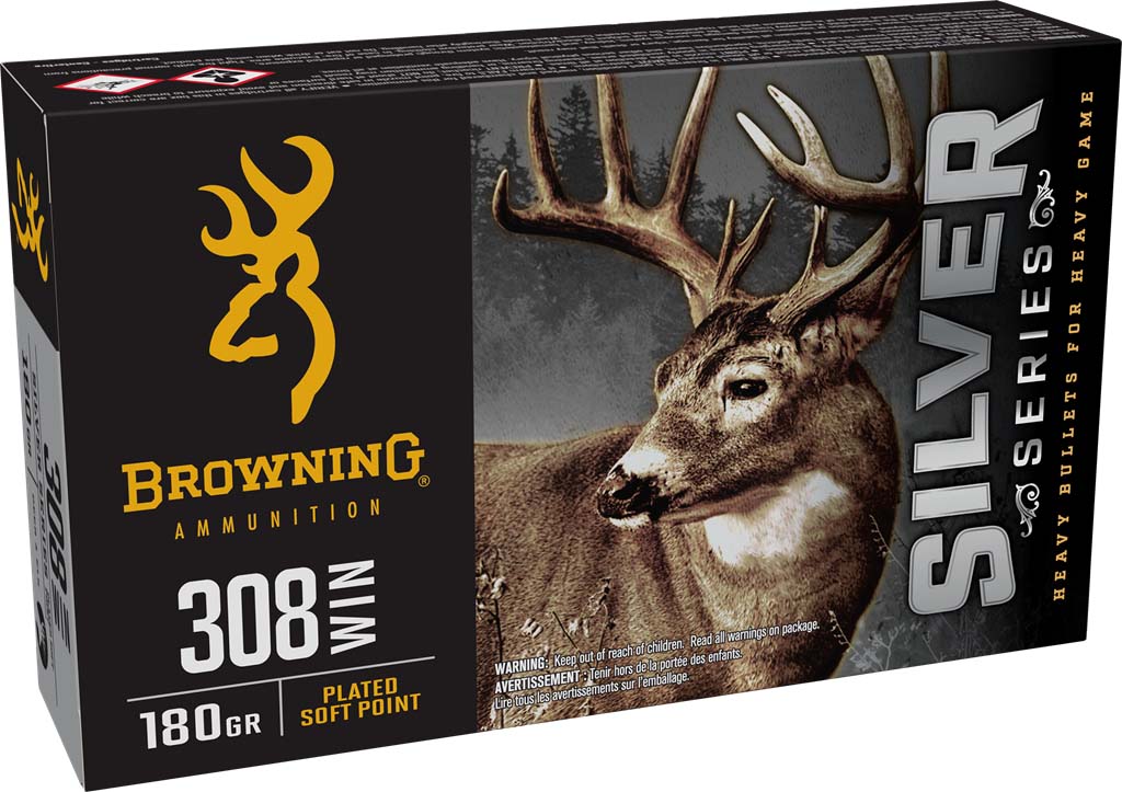 Browning SILVER 308 WIN 180 Grain Plated Soft Point Brass Rifle Ammunition