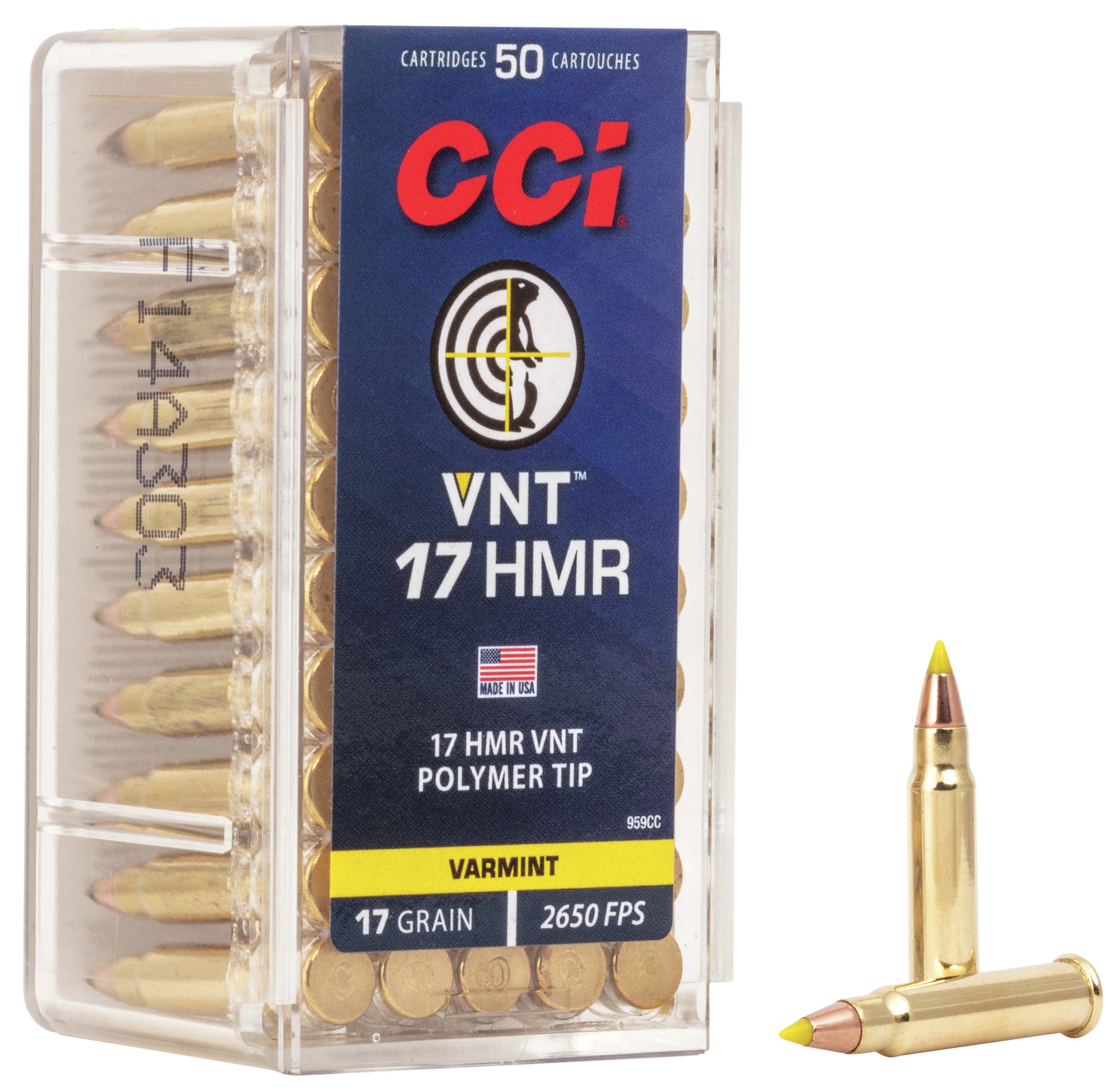 CCI Ammunition .17 Hornady Magnum Rimfire 17 Grain VNT Rimfire Ammunition