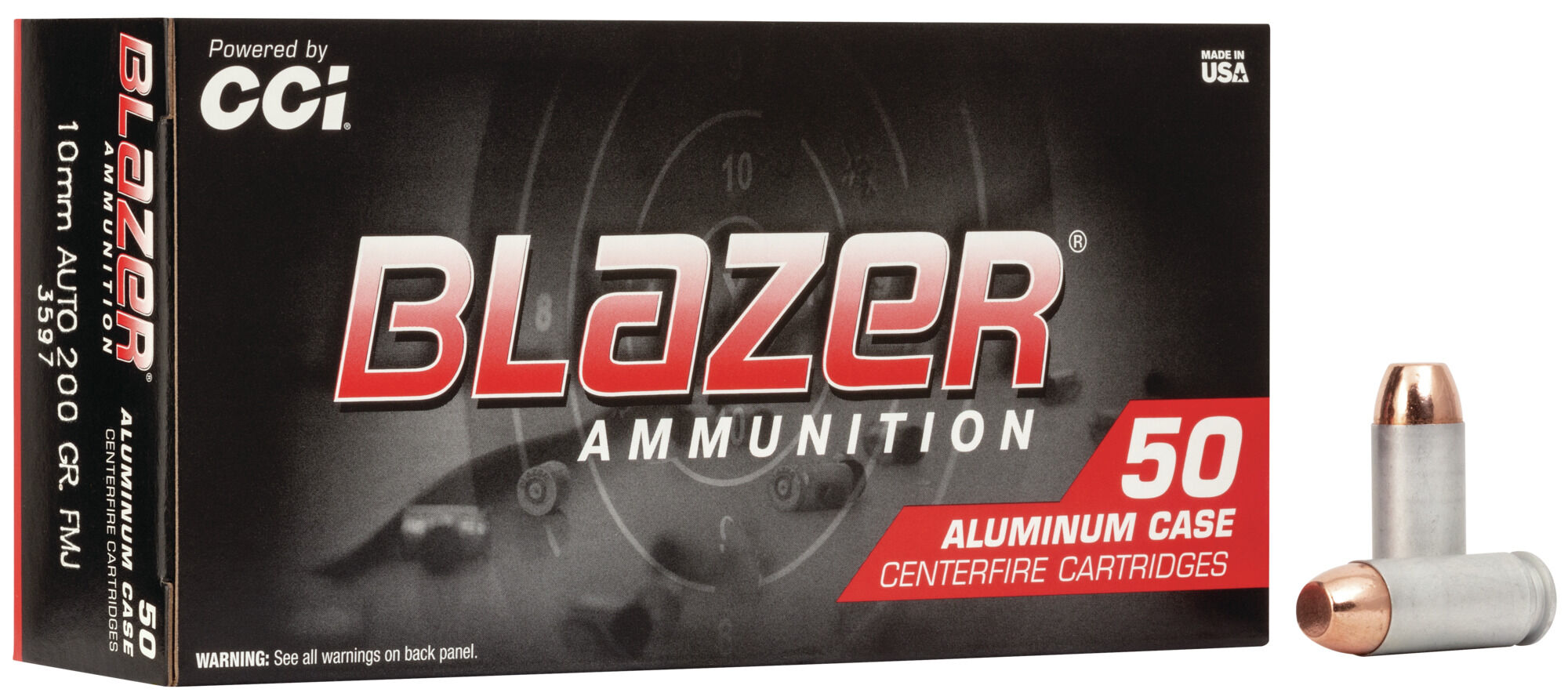 CCI Ammunition Blazer Aluminum 10mm Auto 200 Grain Full Metal Jacket Centerfire Pistol Ammunition