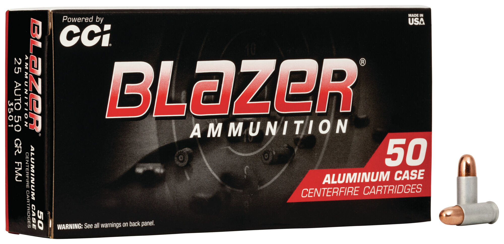 CCI Ammunition Blazer Aluminum .25 ACP 50 Grain Full Metal Jacket Centerfire Pistol Ammunition