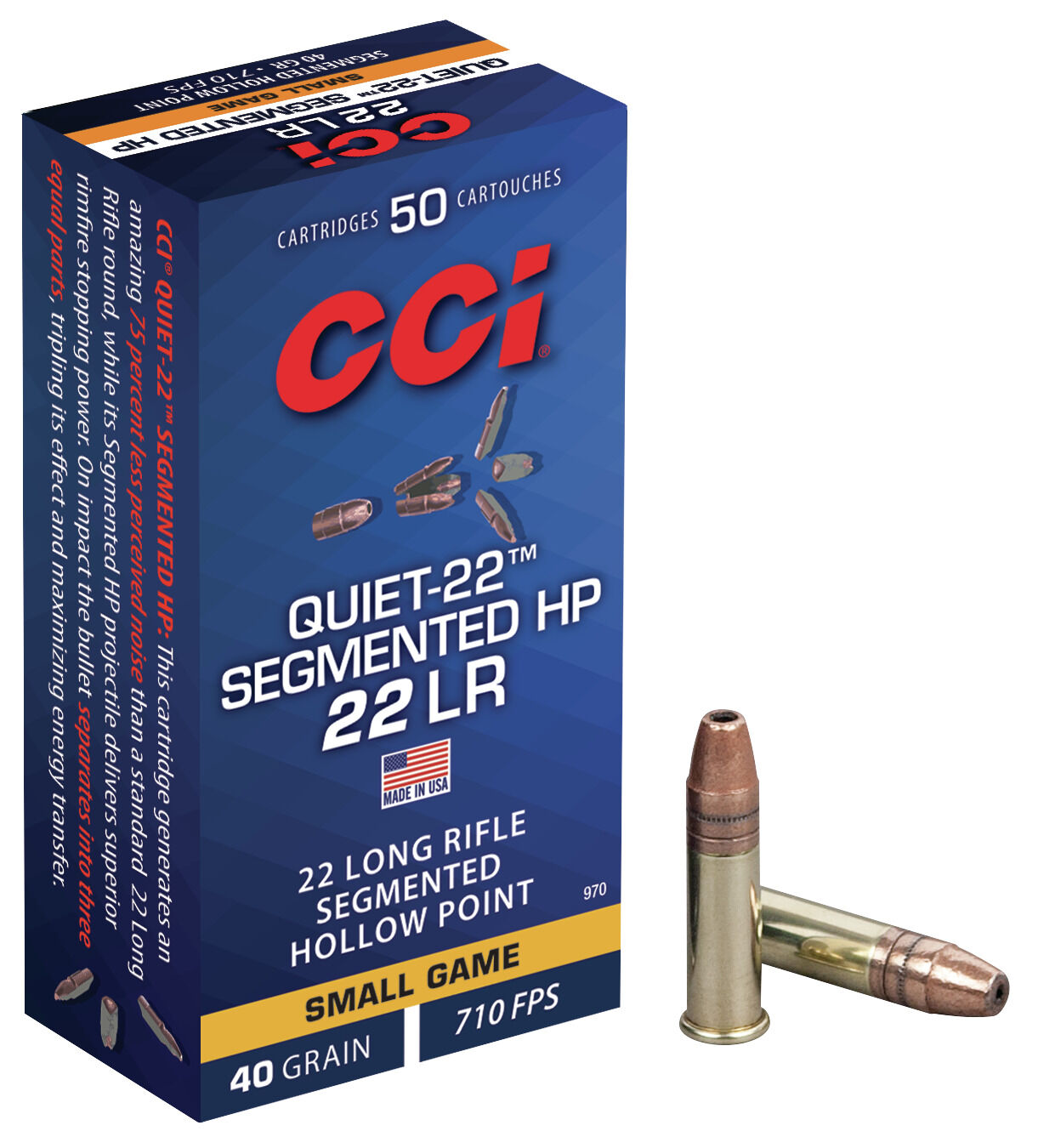 CCI Ammunition Quiet-22 Segmented HP .22 Long Rifle 40 Grain Segmented Hollow Point Rimfire Ammunition