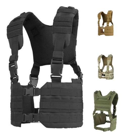 Condor MCR7 Black Quick Release QR MOLLE PALS Padded Ronin Chest Rig Harness 