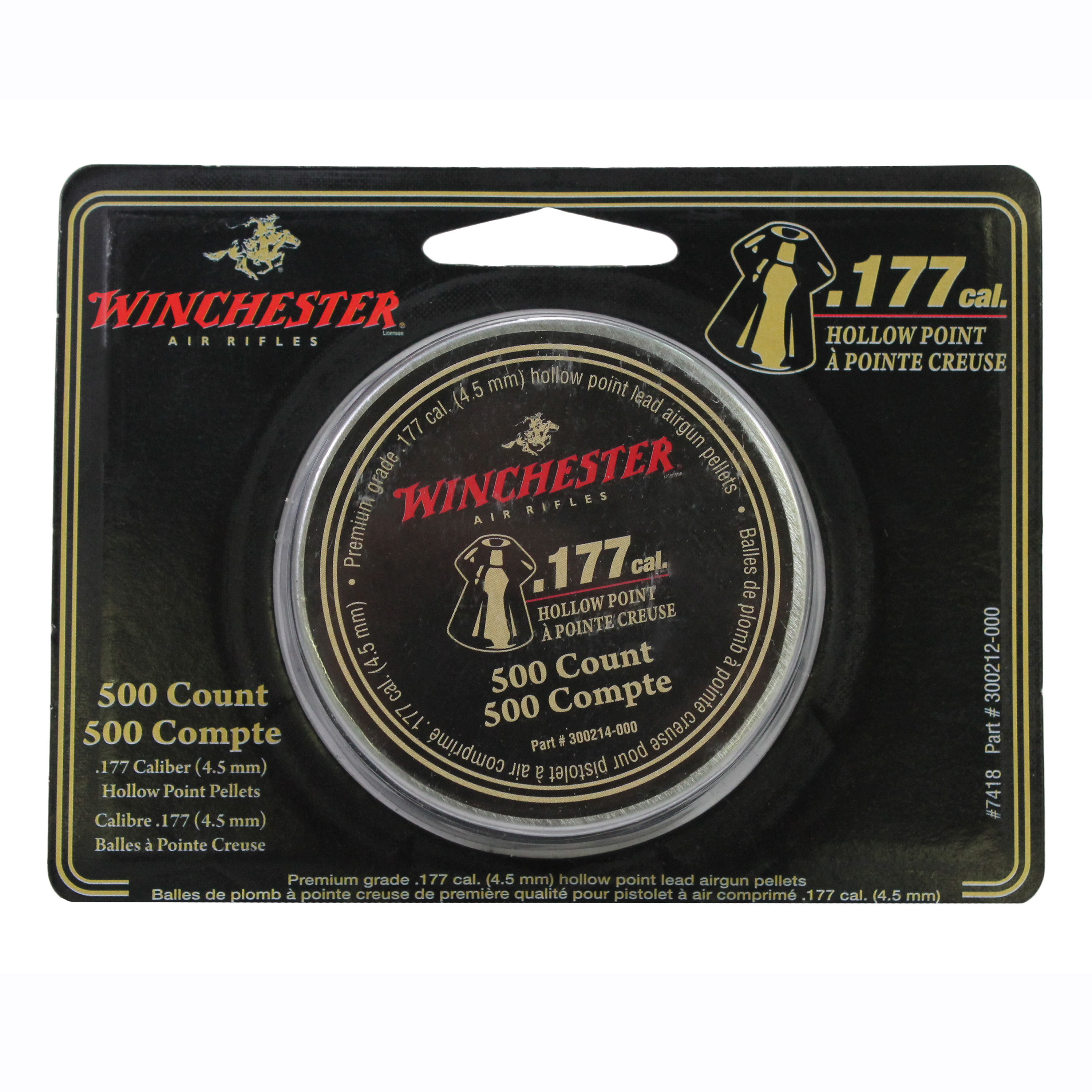 Winchester .177 Cal. Hollow Point Pellets - 500 Tin