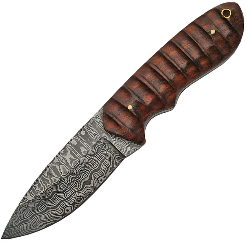 Damascus Hunting Knife Rosewood & Olive Wood Handle