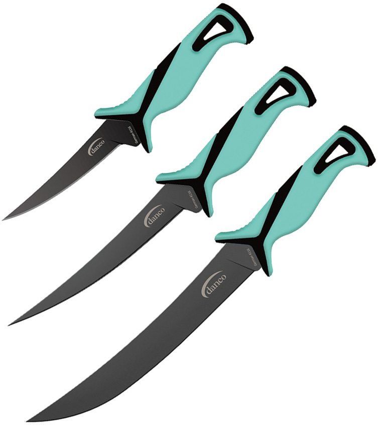 Danco Roll Up Fishing Knife Kit Seafoam - 9 Stout, 7 and 5 Flexible  Fillet Blades with Nylon Roll Up Carry Pouch