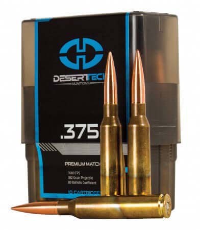 Desert Tech Premium Match .375 Cheyenne Tactical 352 Grain Open Tip Match Boat-Tail Brass Cased Centerfire Rifle Ammunition