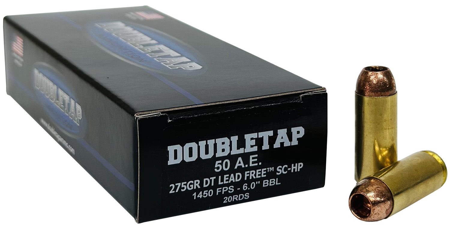 Doubletap Ammunition .50 Action Express 275 grain Solid Copper Hollow Point (SCHP) Brass Cased Pistol Ammunition