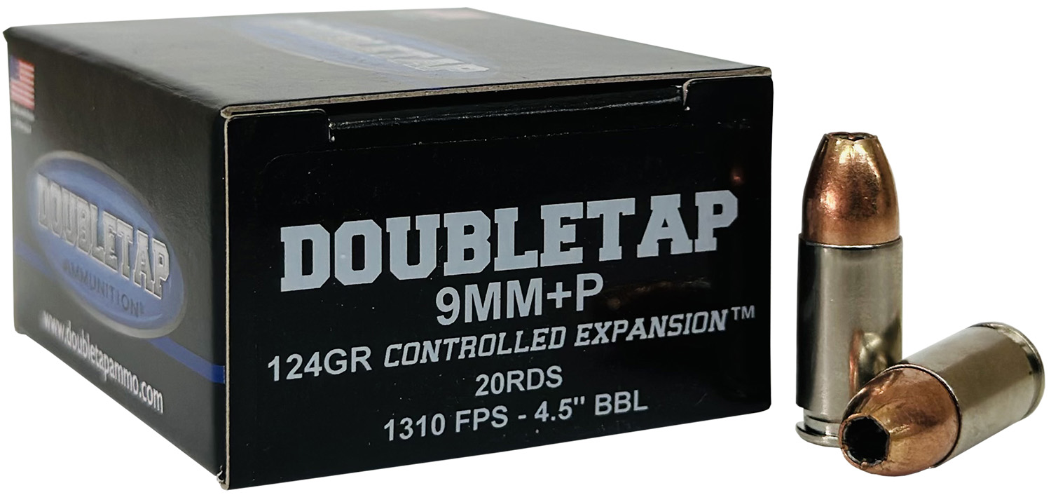 Doubletap Ammunition 9mm Luger 124 grain Hollow Point (HP) Brass Cased Pistol Ammunition