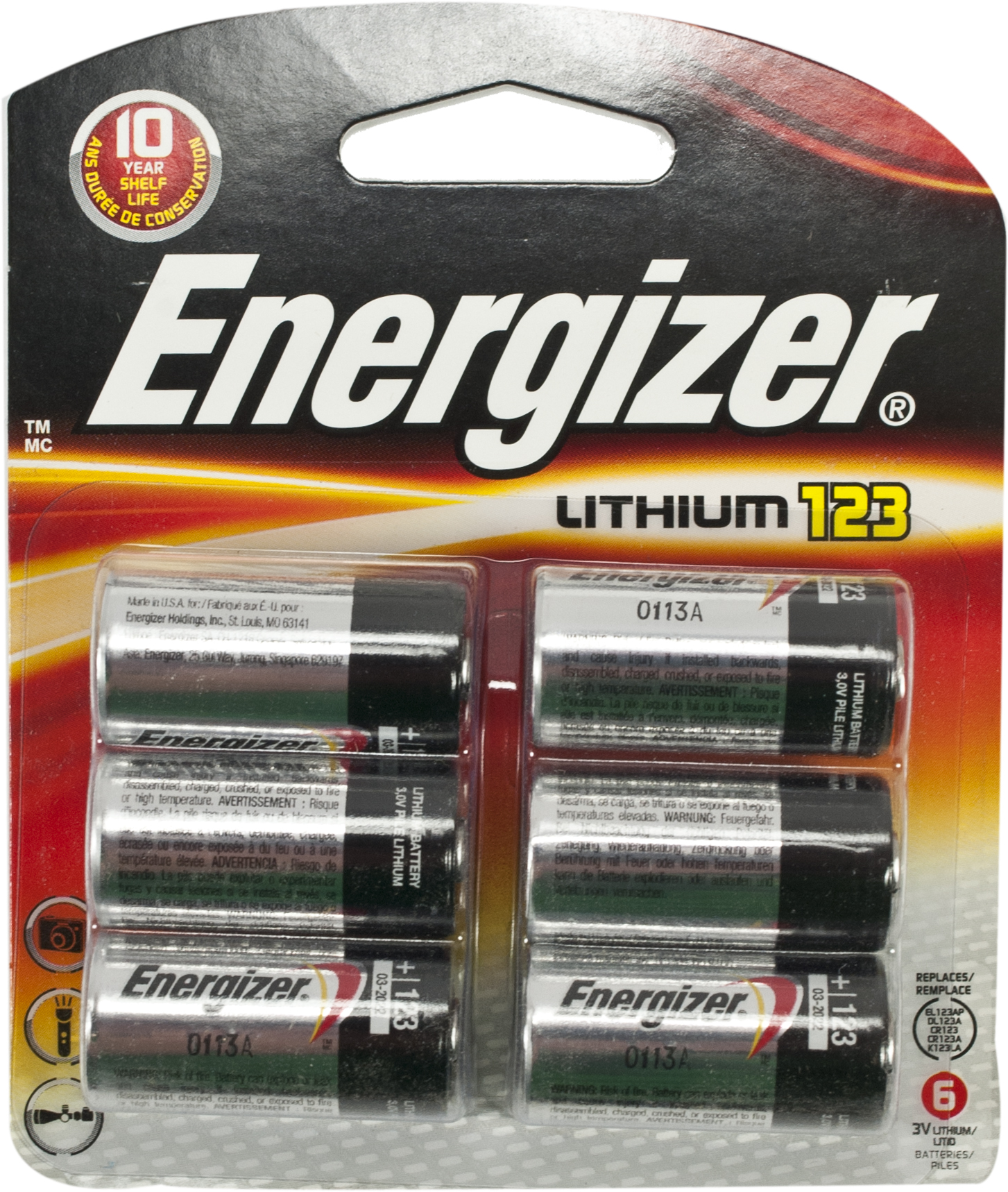6 pk 123 CR123A CR 123A 3V el123BP-6 Energizer Lithium Batteries 