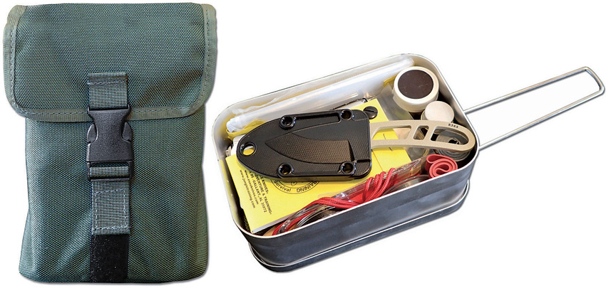 Mess Tin Survival Kit with Orange Molle Pouch Esee Knives Wilderness  Emergency