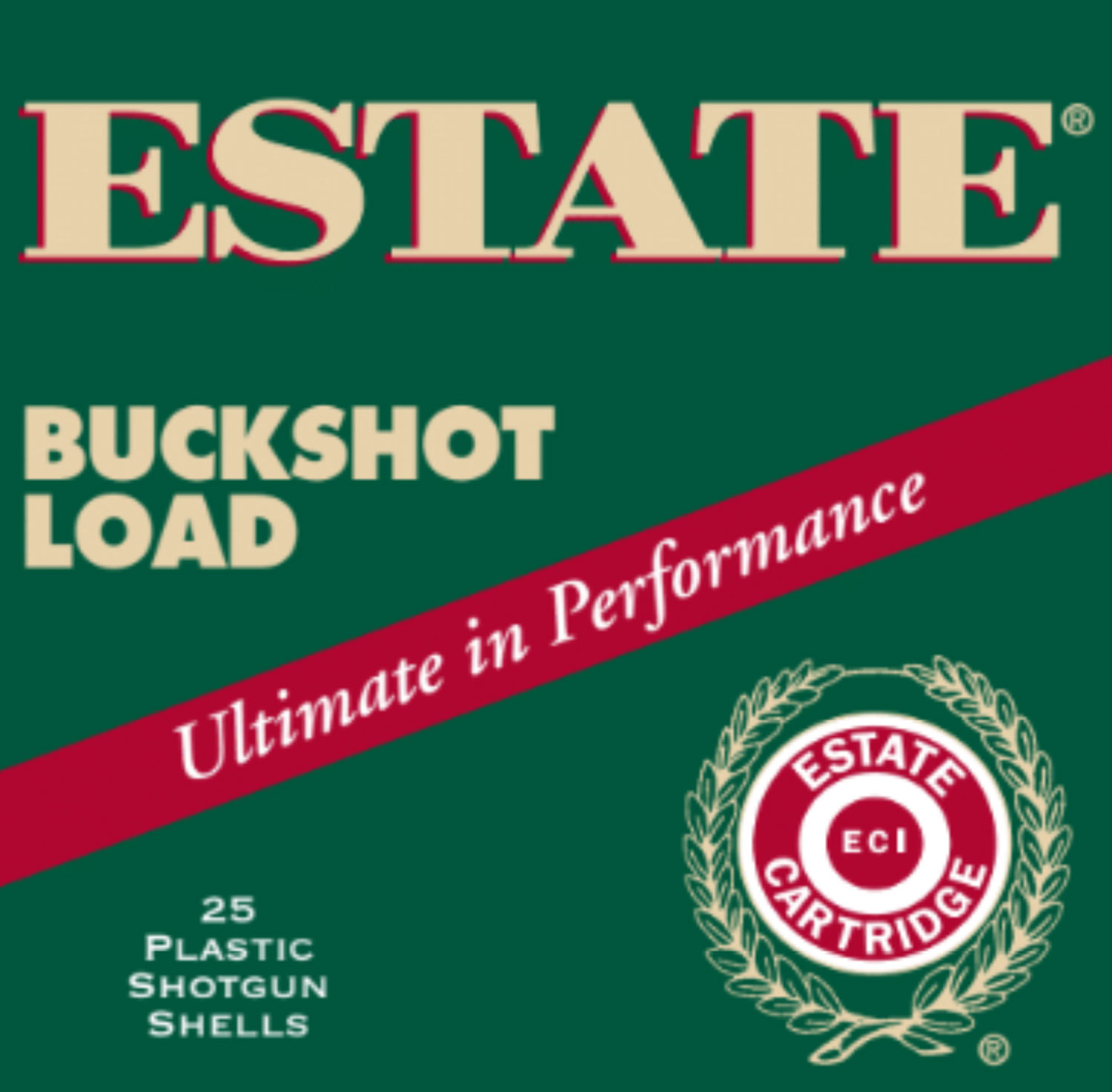 Estate HV12BK25 Hunting Loads Buckshot 12 Gauge 2.75" 9 Pellets Buck Shot 25