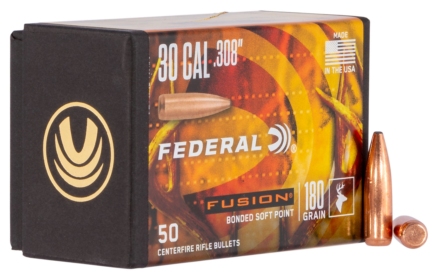 Federal Premium FB308F4 Fusion Component 30 Caliber .308 180 GR Fusion Soft Point 50 B