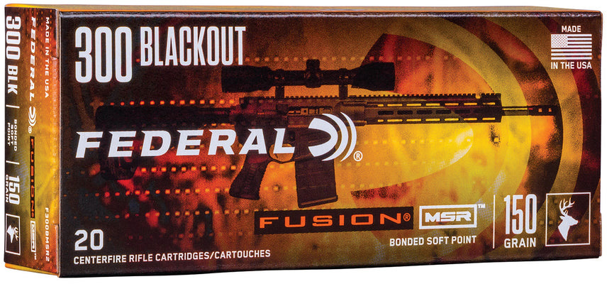 Federal MSR 300 Blackout 190 Grain Subsonic Expanding Brass Cased Rifle Ammunition