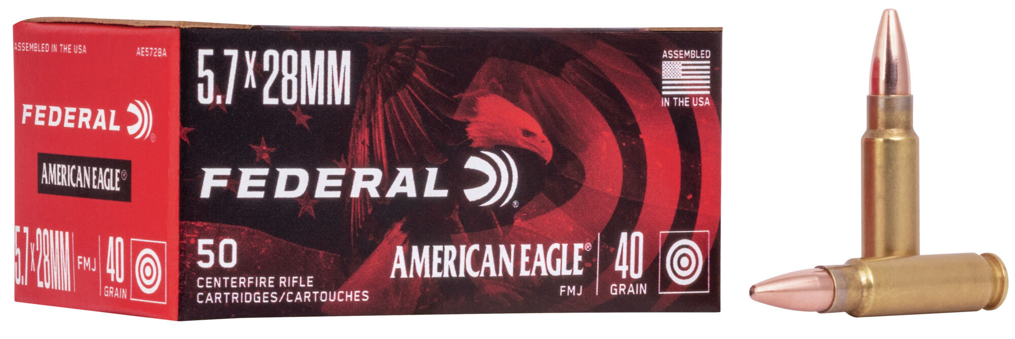 Federal Premium Centerfire Handgun Ammunition 5.7x28mm 40 Grain Full Metal Jacket Centerfire Pistol Ammunition