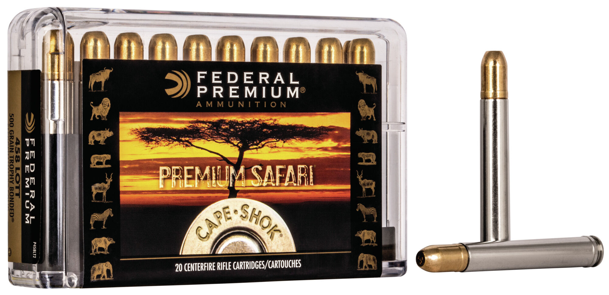 Federal Premium CAPE-SHOK .458 Lott 500 Grain Trophy Bonded Sledgehammer Solid Centerfire Rifle Ammunition