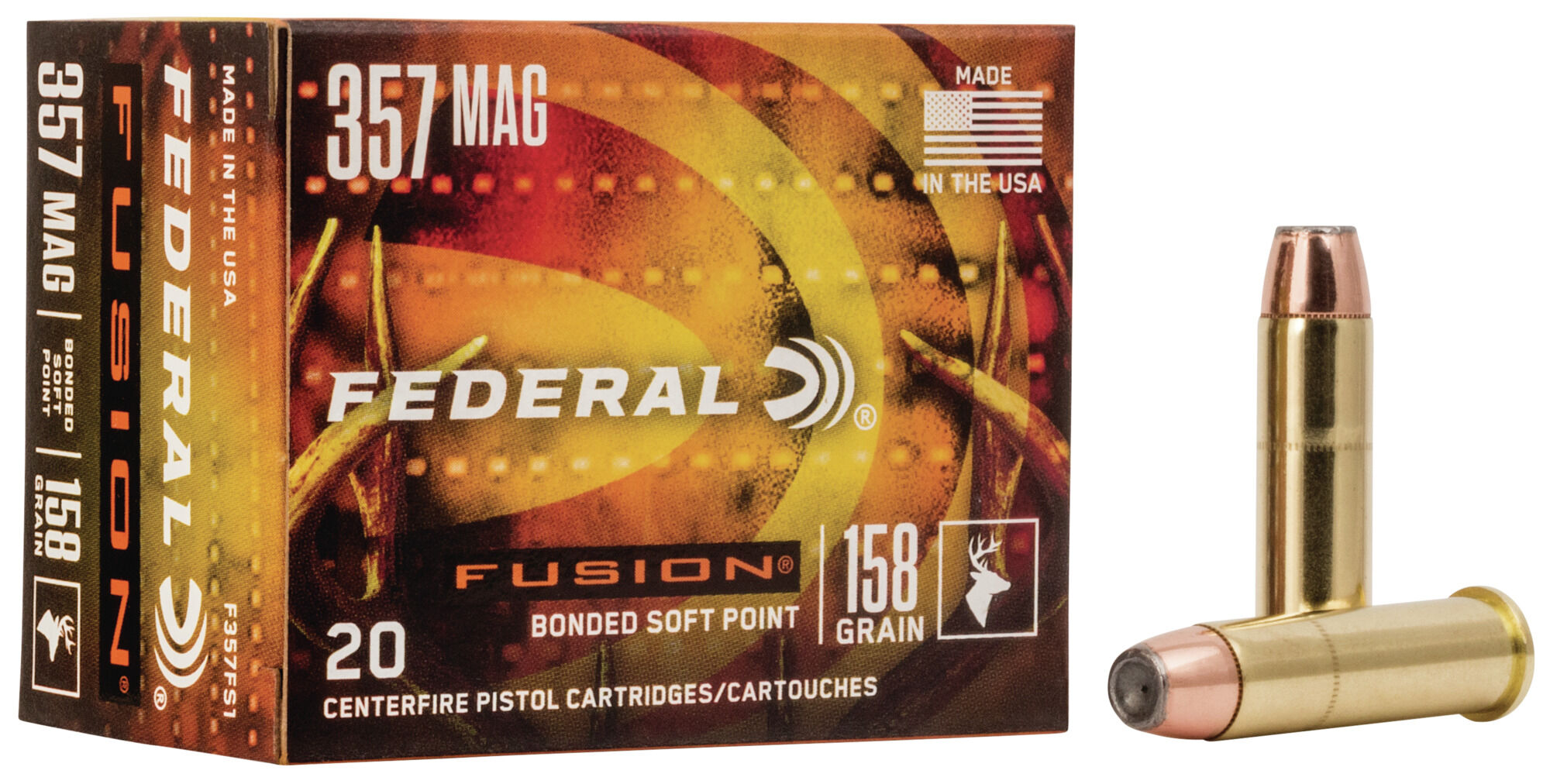 Federal Fusion Handgun 357 Magnum 158 Grain Soft Point Centerfire Pistol Ammunition