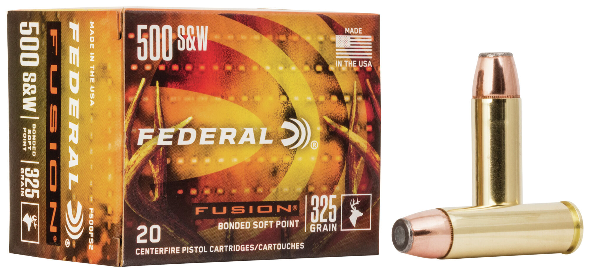 Federal Fusion Handgun 500 S&W 325 Grain Soft Point Centerfire Pistol Ammunition