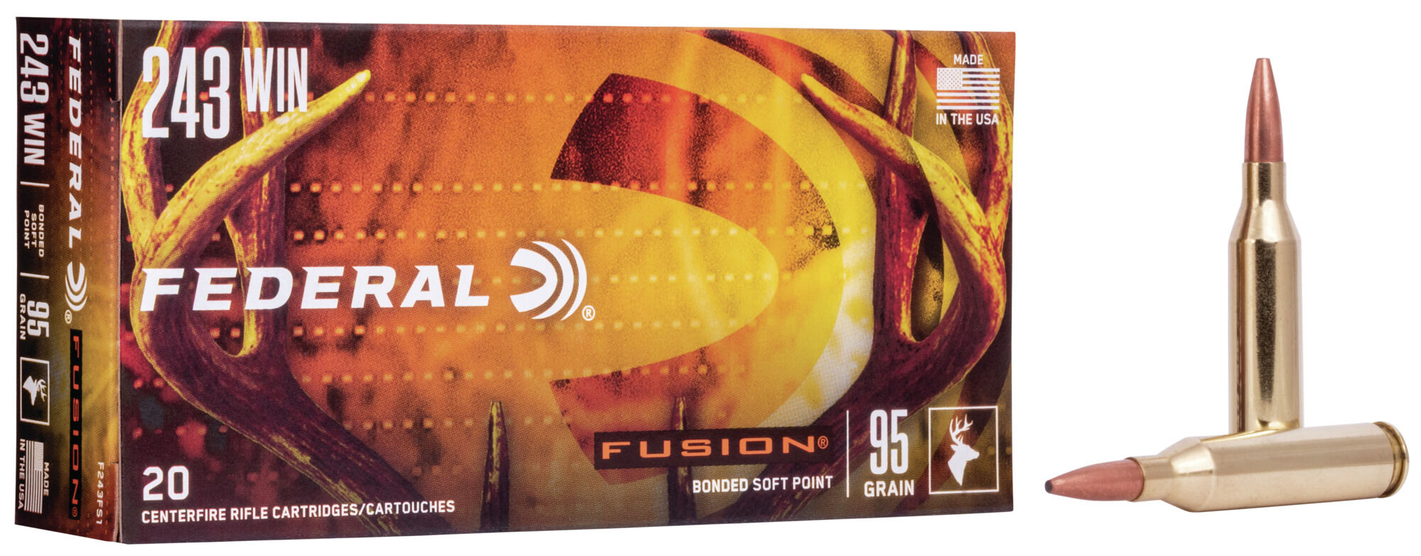 Federal Fusion .243 Winchester 95 Grain Soft Point Centerfire Rifle Ammunition