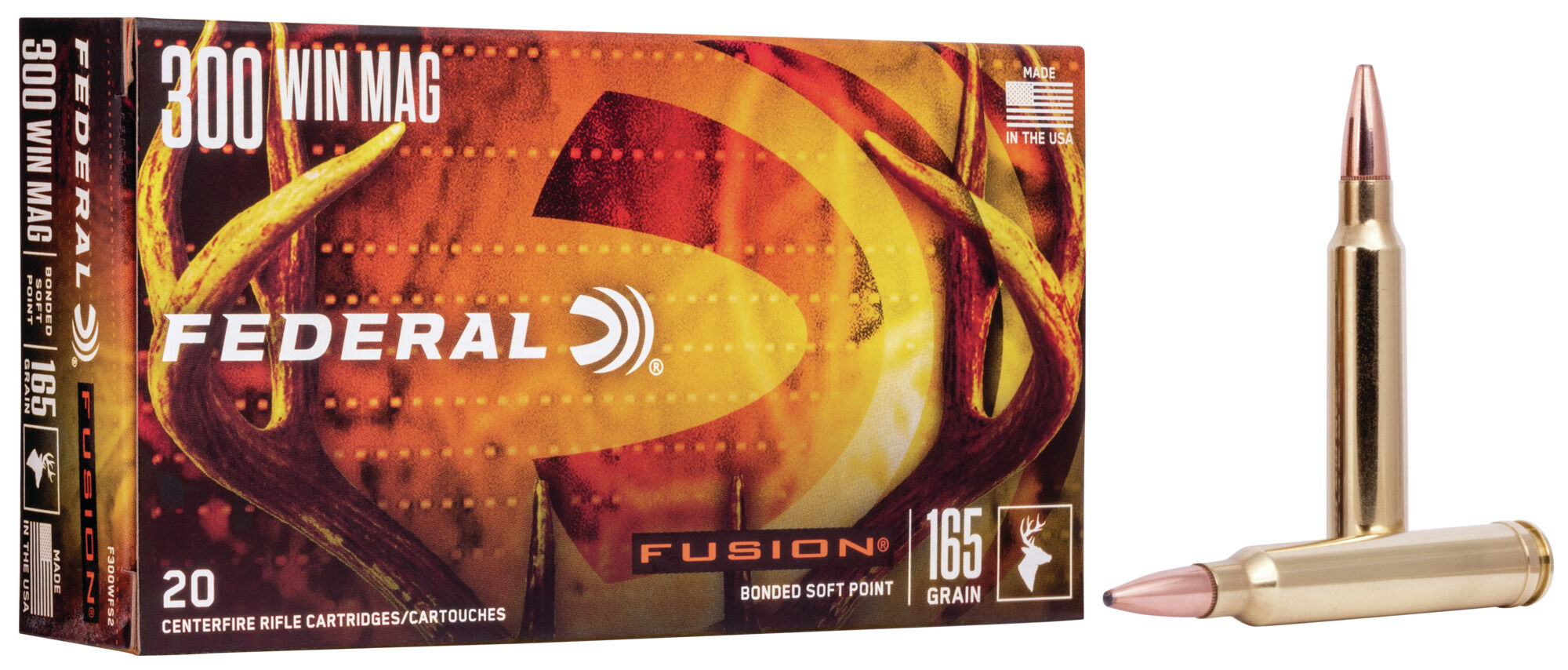 Federal Fusion .300 Winchester Magnum 165 Grain Soft Point Centerfire Rifle Ammunition