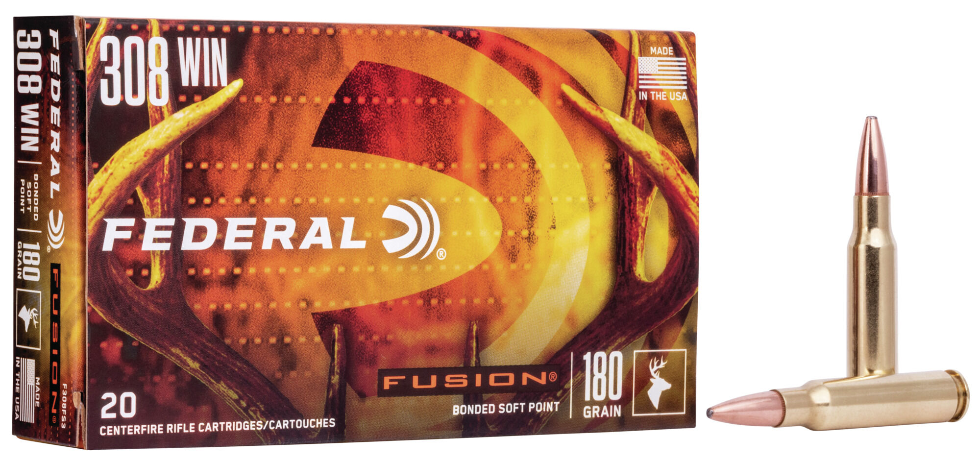 Federal Fusion .308 Winchester 180 Grain Soft Point Centerfire Rifle Ammunition