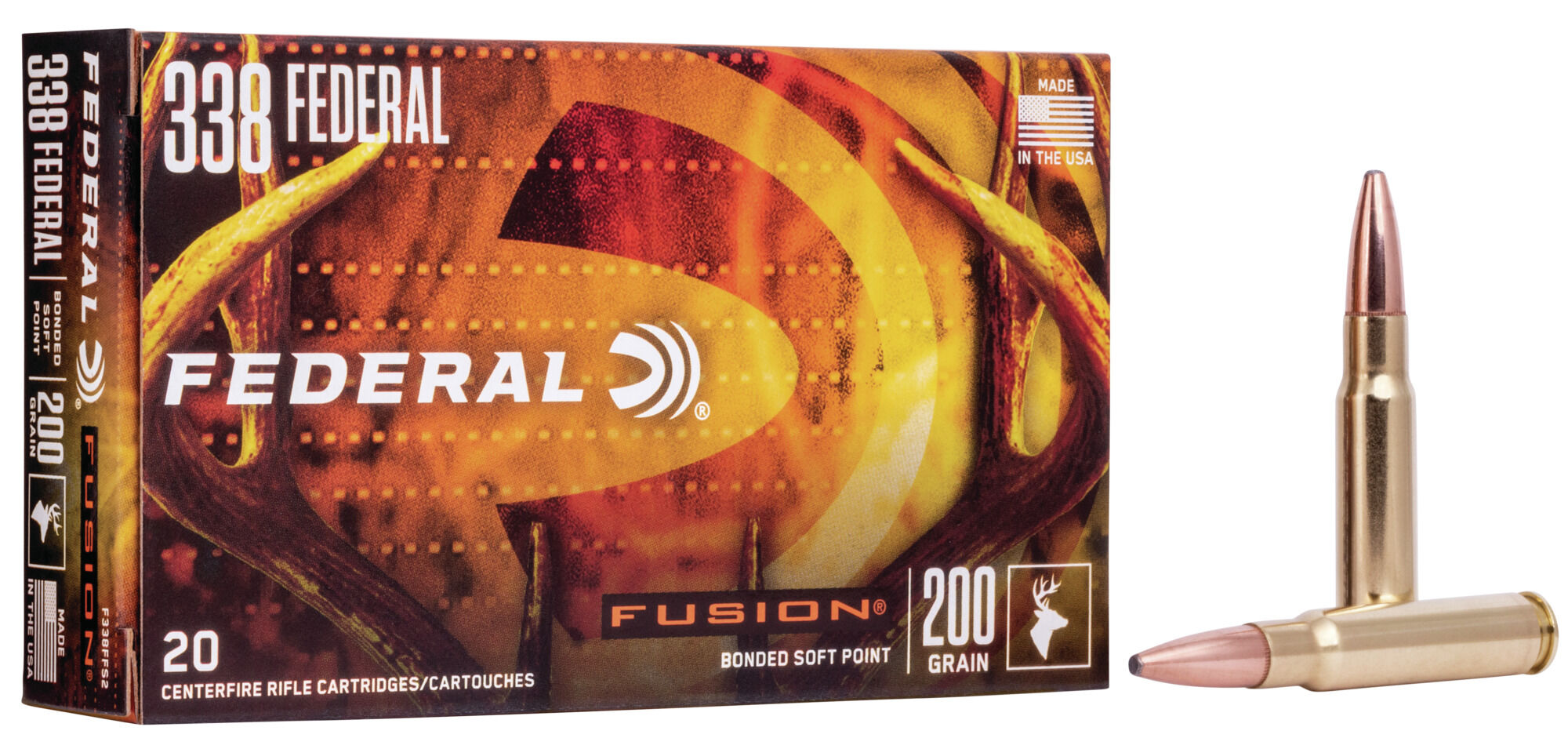 Federal Fusion .338 Federal 200 Grain Soft Point Centerfire Rifle Ammunition