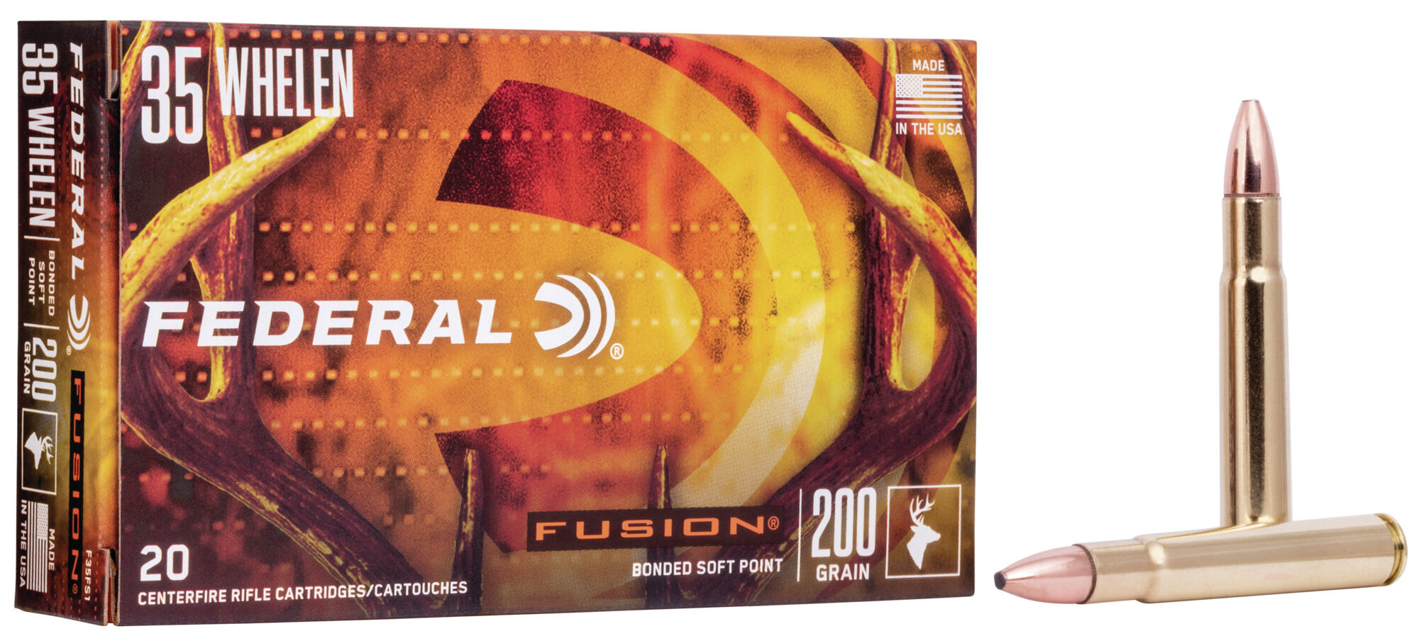 Federal Fusion .35 Whelen 200 Grain Soft Point Centerfire Rifle Ammunition