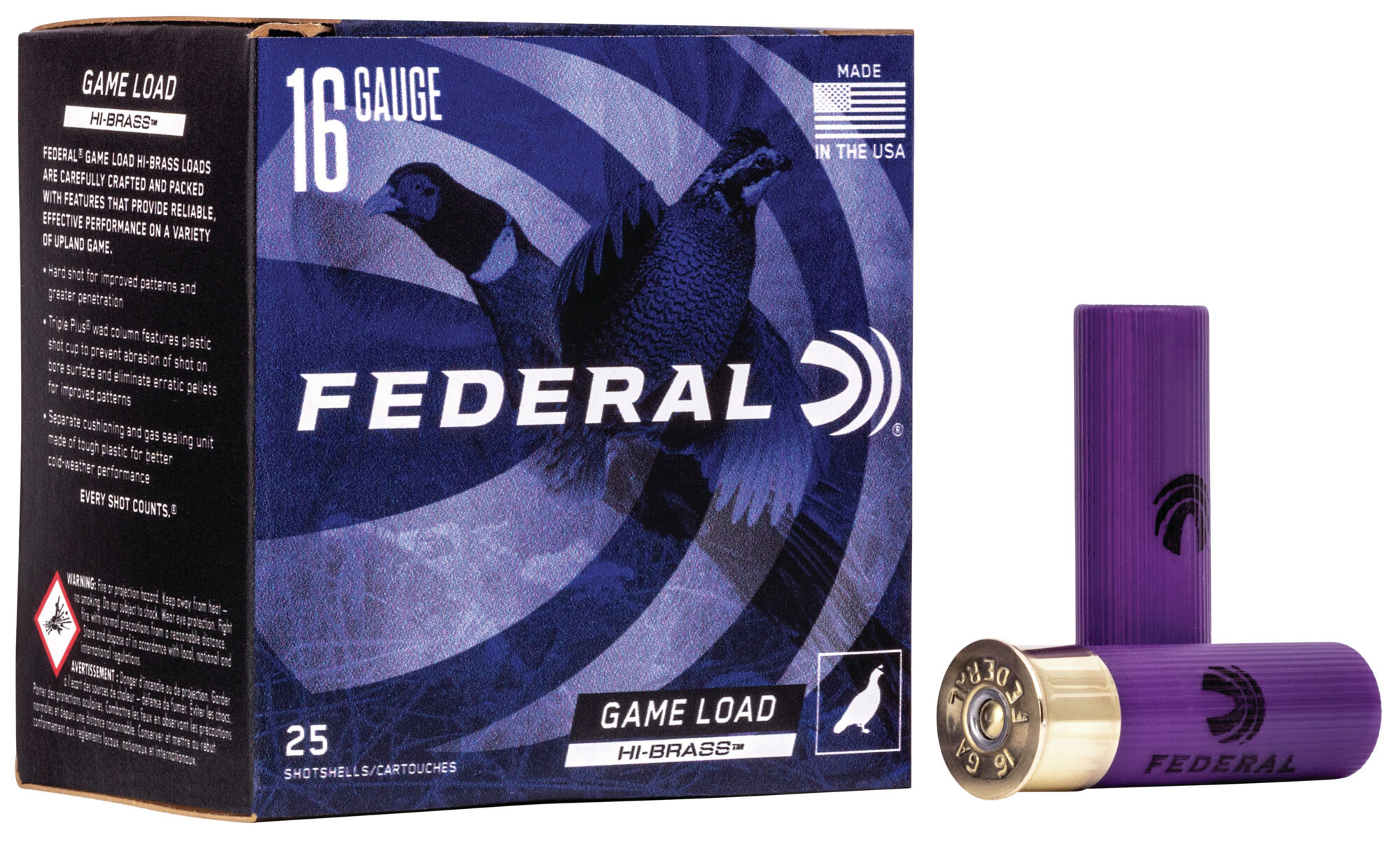 Federal Premium Game Shok 16 Gauge 1 1/8 oz Game Load Upland Hi-Brass Shotgun Ammunition