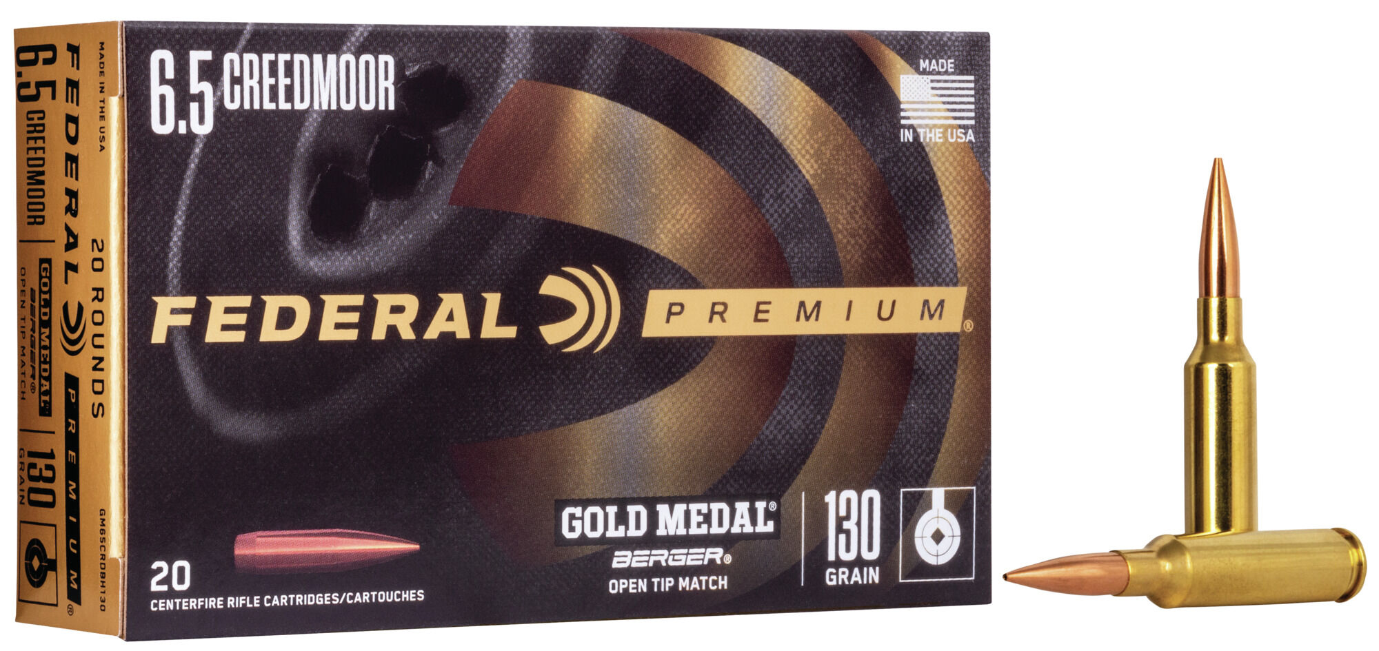 Federal Premium BERGER HYBRID VLD 6.5 Creedmoor 130 Grain Berger Hybrid Open Tip Match Centerfire Rifle Ammunition