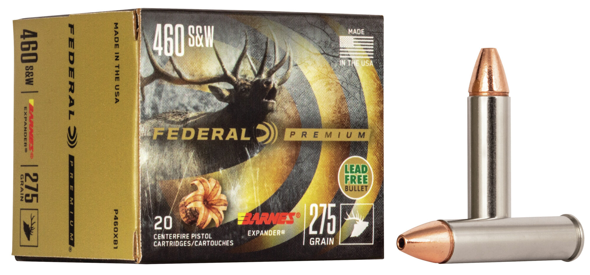 Federal Premium Handgun 460 S&W 275 Grain Barnes Expander Centerfire Pistol Ammunition