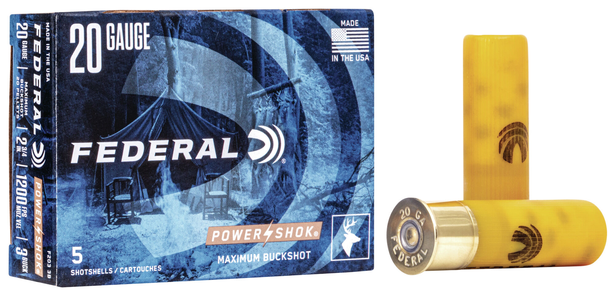 Federal Premium Power Shok 20 Gauge 20 Pellets Power Shok Buckshot Shotgun Ammunition