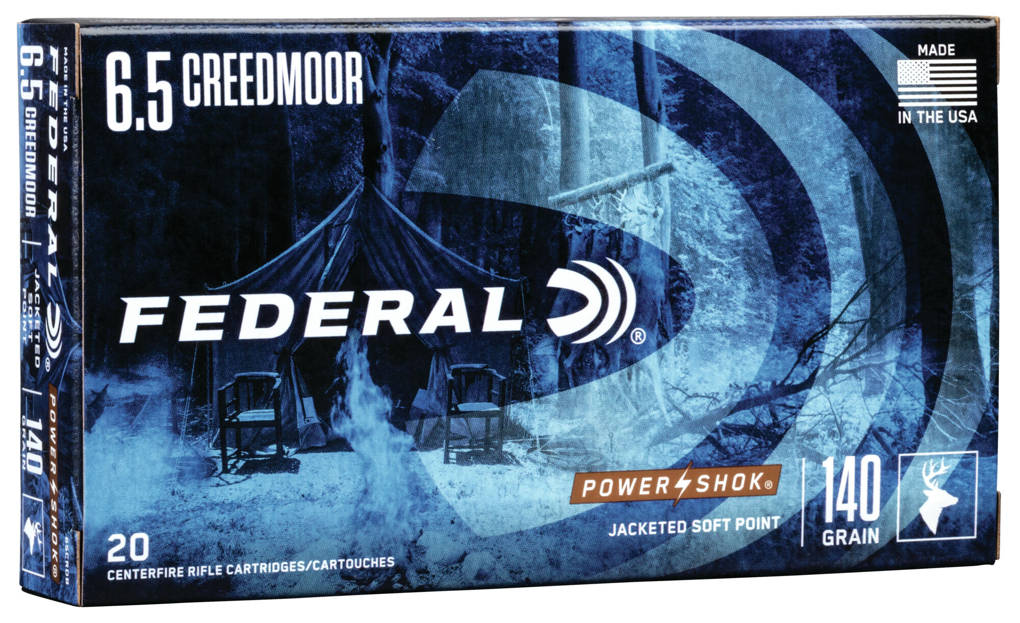 Federal Premium Power-Shok 6.5 Creedmoor 140 Grain Jacketed Soft Point Centerfire Rifle Ammunition