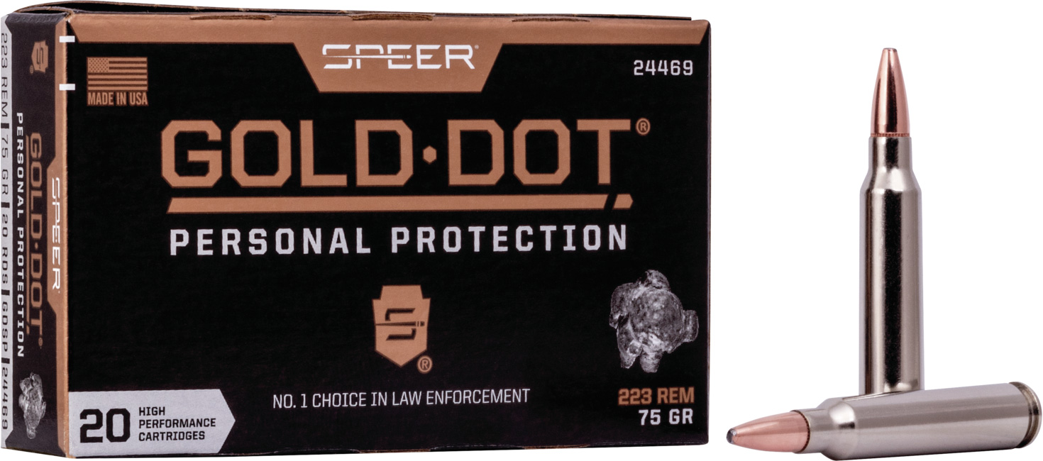 Speer Gold Dot .223 75 Grain Soft Point Nickel Plated Brass Centerfire Rifle Ammunition