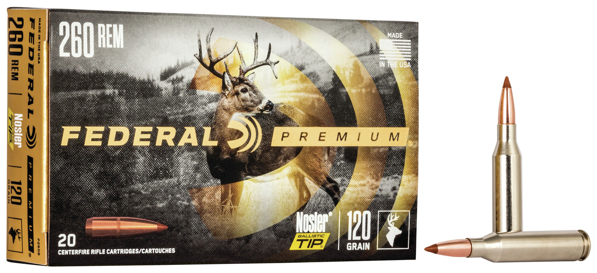 Federal Premium VITAL-SHOK .25-06 120 Grain Nosler Ballistic Tip Centerfire Rifle Ammunition