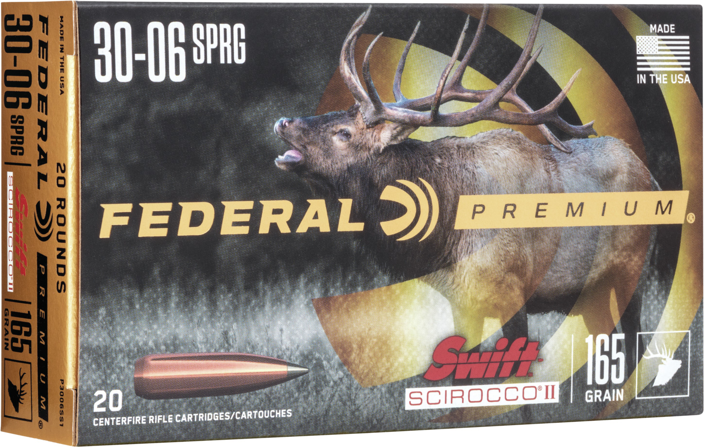 Federal Premium SWIFT SCIROCCO .30-06 Springfield 165 Grain Swift Scirocco Polymer Tip Centerfire Rifle Ammunition